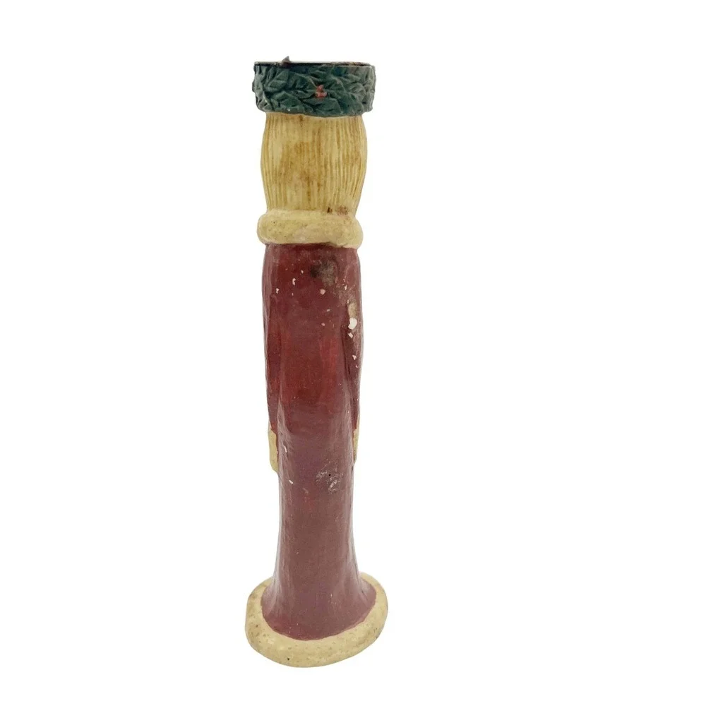 VTG Primitive Father Christmas Santa Candle Holder 9